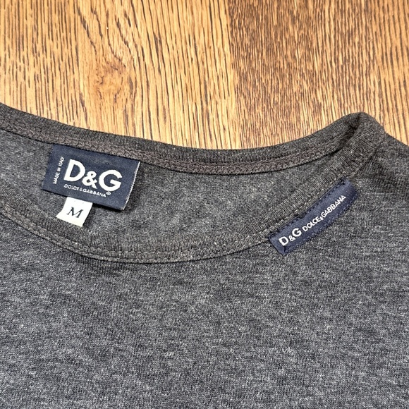 Vintage 90s Dolce & Gabbana D&G Dark Gray Cotton Viscose T Shirt Womens Medium - Picture 6 of 12